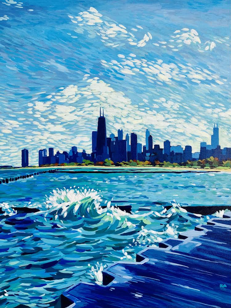 City by the Lake: Revisited (Original Acrylic Painting)