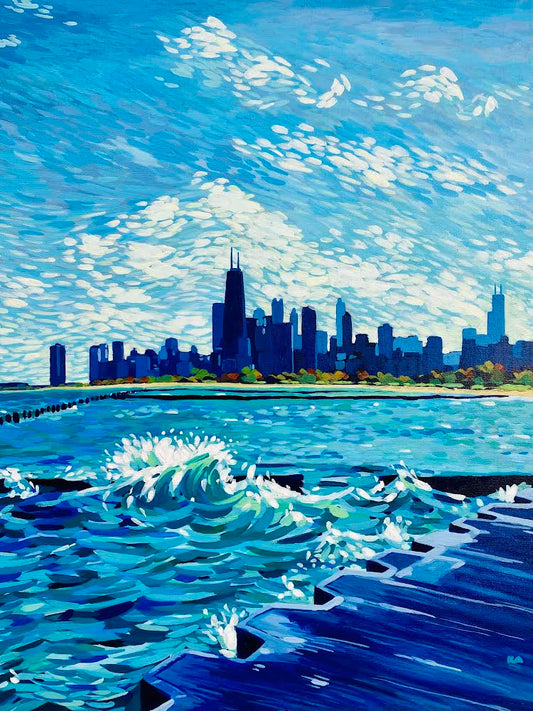 City by the Lake: Revisited (Original Acrylic Painting)